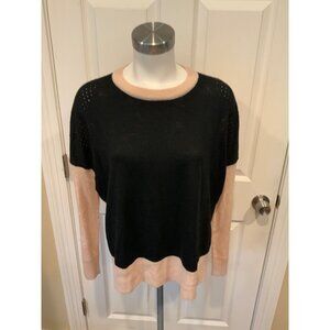 Derek Lam 10 Crosby Pale Pink & Black Thin Knit Crew Neck Sweater, Size S